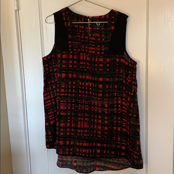 Red Black Gray Plaid Hi Low Tank G by Giuliana M - Picture 2 of 7